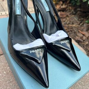 PRADA sling back black pumps